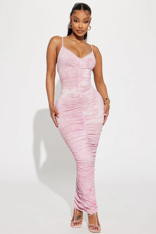Priscilla Tie Dye Maxi Dress - Pink/Combo